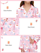 EPLAZA Kids Satin Pajamas Sets Girls Boys Button-Down Silky Pajamas Sleepwear with Hairband Eye Mask Hair Tie