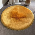 Lifup Soft Round Shaggy Rug, Faux Fur Area Rug, Fluffy Plush Carpets Circle Rugs for Living Room Fuzzy Rugs for Bedroom Under Dining Table Home Office Decor Gold 3x3 Feet