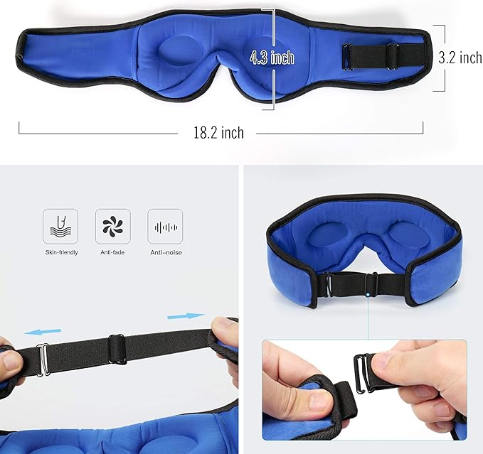 3D Sleep Mask with Bluetooth 5.4 Headphones, Wireless Music Headphones Eye Mask for Side Sleepers, Built-in HD Stereo Speakers, Adjustable & Blackout Noise Cancelling Sleeping Mask for Men Women
