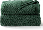 Whale Flotilla Chunky Knit Throw Blanket for Couch and Bed, Deep Green Decorative Cozy Fleece Blanket, Reversible Soft Fuzzy Woven Throws, 60x80 Inch