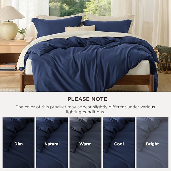 Bedsure Duvet Cover Full Size - Soft Double Brushed Bedding Set for Kids & Adults, Zipper Closure, 3 Pieces, Includes 1 Duvet Cover (80"x90") & 2 Pillow Shams, NO Comforter, Navy Blue