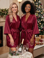 Avidlove Women's Kimono Robe Short Satin Pure Short Silky Robes