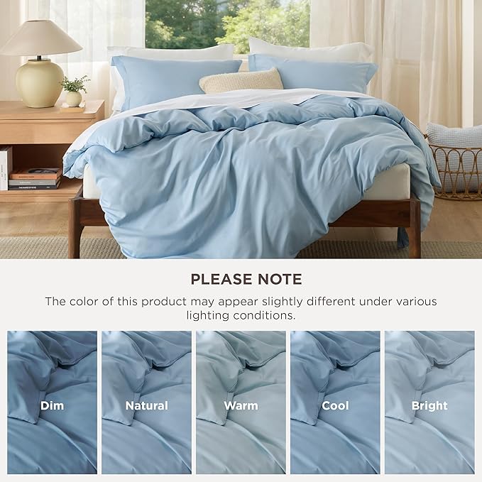 Bedsure Duvet Cover Full Size - Soft Double Brushed Bedding Set for Kids & Adults, Zipper Closure, 3 Pieces, Includes 1 Duvet Cover (80"x90") & 2 Pillow Shams, NO Comforter, Light Blue