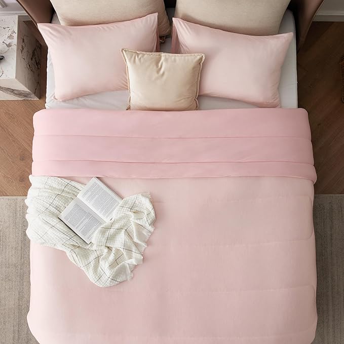 Bedsure Queen Comforter Set - Cooling and Warm Bed Set, ICY Pink Reversible Bedding for All Season, 3 Pieces, 1 Queen Size Comforter (88"x88") and 2 Pillow Cases(20"x26")