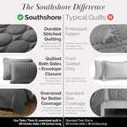 Southshore Fine Living, Inc. Oversized Bedding Quilt, Lightweight Bedding, Twin XL Bedspread, Soft Coverlet 2-Piece Set with One Matching Quilted Pillow Sham, All Season Twin/XL Quilt Set, Slate