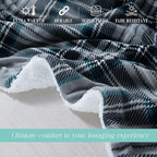 Elegant Comfort Throw Blanket, Reversible Sherpa Flannel, Ultra-Soft, Fuzzy, Cozy and Plush- All Season Lightweight Decorative Throw, 50 x 60 inches, Plaid Design Sherpa Throw, Silver Gray