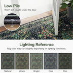 Lessymo Living Room Rug 5x7, Soft Non Slip Washable Area Rugs for Bed Room Dining Room, Faux Wool Boho Low Pile Stain Resistance Distressed Retro Indoor Boho Carpet, Dark Green