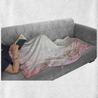 Lunarable Dusty Rose Throw Blanket, Fantasy Abstract Romantic Framework Delicate Blooms Retro Style Dreamlike, Flannel Fleece Accent Piece Soft Couch Cover for Adults, 50" x 70", Pale Pink White