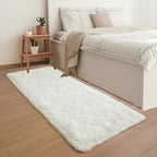YJ.GWL Fluffy Runner Rugs for Bedroom Living Room Soft Shag Rug 2x6 Feet, Cream Plush Carpet Non Slip for Nursery Dorm, Fuzzy Bedside Rug for Kids Boys Room Home Decor