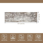 Washable 2x8 Kitchen Rug Runner – Non-Slip Stain-Resistant Soft Carpet Runner for Hallway Entryway Bedroom Bathroom, Modern Abstract Neutral Low-Pile Area Rug (Brown Beige,2x8)