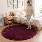 duduta Burgundy Plush Round Rug 4x4 ft, Fluffy Shag Rugs for Bedroom Classroom Nursery Playroom Dorm Decor, Washable Non Slip