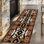 Rustic Brown Runner Cowhide Rugs,2x8ft,Western Aztec Decor Kitchen Runners,Southwestern Decor Native American Tribal Hallway Runner Rug,for Bedside Bedroom Entrance Farm Cow Print Carpet