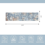 3x12 ft Long Hallway Runner Rug – Non-Slip Washable Carpet Runners for Kitchen Entryway Bathroom Modern Abstract Neutral Low-Pile Thin Stain-Resistant (Blue Rust,3x12)