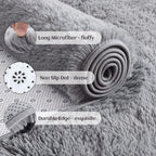 YJ.GWL Shag Runner Rug Non Slip for Bedroom Living Room Soft Small Rugs for Dorm, 2x6 Feet Grey Plush Carpet Runner for Nursery Dorm, Fuzzy Bedside Rug for Kids Boys Girls Room Home Decor