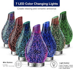 MAXWINER Essential Oil Diffusers Ultrasonic 3D Glass Aromatherapy Diffuser, Auto Shut-Off, Timer Setting, 7 Colors LED Lights Changing for Home, Office, Spa 120ml