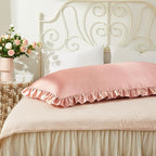 Rose Gold Satin Pillowcases Body Pillow for Hair and Skin,Rose Gold Body Pillow Silk Pillowcase with Envelope Closure Princess Room Decoration