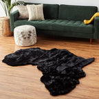 Lith Home African Decor for Home/Faux Rabbit Fur Area Rug Throw/Client Call It Impactful Gift - Soft Plush Luxurious Nursery, Living and Bedroom Floor, Chair Couch Sofa Bed Cover- 6x6 ft (Black)