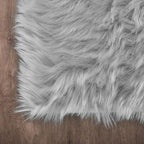 Latepis Grey Rugs for Living Room Shag 6x8 Faux Fur Sheepskin Rug for Sofa Bedroom Fluffy Washable Furry Plush Rugs, Rectangle