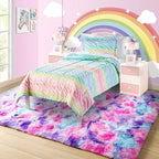 Noahas 6x9 Area Rugs for Living Room,Tie-Dyed Hot Pink and Purple Area Rug,Big Shaggy Rugs for Bedroom,Fluffy Large Carpet,Soft Kids Rug Non Slip Reduce Noise Room Decor