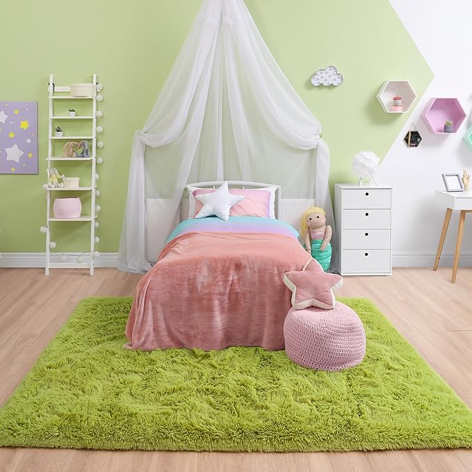 Noahas Extra Large 9x12 Area Rugs for Living Room,Fluffy Green Rug,Big Thick Plush Non-Skid Shag Carpet,Soft Shaggy Rugs for Bedroom Indoor Modern Home Decor