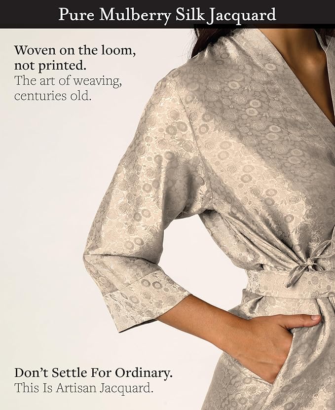 Tara Sartoria Luxury Artisan Silk Robe for Women, Washable, Full Length, Jacquard, XS–4XL, Oprah Daily 2025