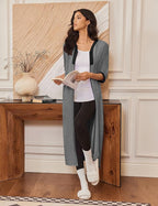 Ekouaer Women's Zipper Robe 3/4 Sleeves Housecoat Full Length Nightgown Soft Loungewear Robe with Pockets S-3XL