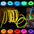 JIGUOOR EL Wire Battery Pack 16.4ft / 5m Bright Neon Light Strip 360° Illumination Neon Tube Rope Lights for DIY, Festival, Party Decoration, Pub, Halloween, Chrismas (16.4ft / 5m, Yellow)