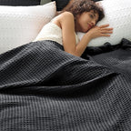 PHF Ultra Soft Waffle Weave Blanket King Size 104"x 90"- Washed Lightweight Breathablee Cozy Woven Blanket - Great for Couch Bed Sofa Home Car - Black
