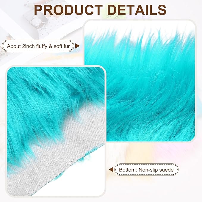 PATIKIL 12" Locker Rug, Small Area Rug Mini Faux Fur Rugs Small Locker Carpet Soft Fluffy Tiny Photography Props Square for Nail Photo Tabletop Background Picture Decoration, Dark Green