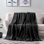 Elegant Comfort Premium 100% Cotton Waffle Blanket - Lightweight Breathable Waffle Weave Bed Blanket - Soft and Warm All Season Blanket for Couch, Sofa and Bed, TwinXL Size 68x90 Inches, Black