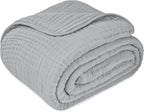 Comfy Cubs Muslin Blanket for Adults King 108" x 90" - 6 Layer Soft, Breathable & Lightweight Muslin Adult Blanket - Machine Washable & Designed in The US Bedding for All Seasons -Heather Blue