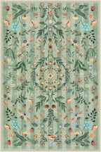 Lahome Chloe Insect Botanical 2x3 Kitchen Rugs Green Door Mat Indoor Entrance,Machine Washable Boho Floral Small Rug,Soft Non-Slip Indoor Carpet Throw Rugs for Entryway Bathroom Laundry(Green,2x3)