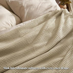 PHF Ultra Soft Waffle Weave Blanket Twin Size 66"x 90"- Washed Lightweight Breathable Cozy Woven Blanket for Bed - Aesthetic Decor for Couch Bedding Sofa Home Car - Khaki