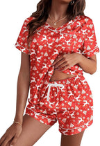Ekouaer Silk Pajama for Women Short Sleeve Satin Pj Set Two Piece Soft Sleepwear Loungewear, S-XXL