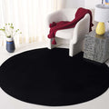 SAFAVIEH Washable Rug Faux Rabbit Fur Shag Collection - 4' Round, Black, Slip Resistant & Easy Cleaning, Ideal for Living Room, Bedroom, Nursery, Foyer, Kids Playroom, Dining Space (FRF100Z)