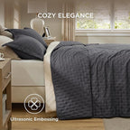 Bedsure California King Quilt - Charcoal Bedspread California King Size & Lightweight Comforter, Modern Coverlet with Clover Pattern, Ultra Soft All-Season Bedding, 111x106 Inches | Stitch-Free Quilting, Ultra Soft, Lightweight, Machine Washable, Pet-F...