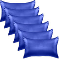 Elegant Comfort 6-Pack Cooling Viscose Satin Pillowcase Set with Hidden Zipper Closure, Silky Smooth for Hair and Skin Care-Beautiful Gift Box-6-Piece Satin Pillowcase Set, Standard/Queen, Royal Blue