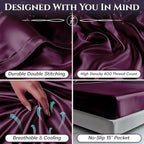 SLEEP SANCTUARY Satin Sheets Full Size – 4 Piece Luxury Silky Bed Set, Softer Than Silk, 15" Deep Pocket, Cooling & Wrinkle-Free, Moisture-Wicking & Breathable for Hair & Skin (Rosewood)