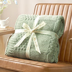 Amélie Home Knit Throw Blanket, Soft Chenille Cozy Breathable Checkered Chunky Decorative Blanket for Couch, Bed & Sofa, French-Inspired Lightweight Warm Gift for Women, Sage Green, 50"x60"