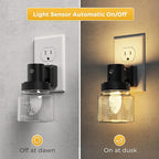 L LOHAS LED Night Lights Plug Into Wall, Mason Jar Nightlight, Dusk to Dawn Sensor, Soft White 3000K, 350°Rotating Mason Jar Nightlight with Farmhouse for Home Vintage Decor