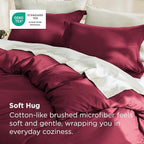 Bedsure Duvet Cover Queen Size - Soft Double Brushed Bedding Set for Kids & Adults, Zipper Closure, 3 Pieces, Includes 1 Duvet Cover (90"x90") & 2 Pillow Shams, NO Comforter, Burgundy Red