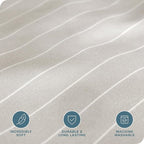 Bare Home Bedding Duvet Cover Extra Long Size - Premium 1800 Super Soft Collection - Lightweight, Cooling - Soft Textured (Twin/Twin XL, Pinstripe - Stone/White)