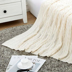Aormenzy Cable Knit Throw Blankets 90 x 90 Inches, Soft Cozy and Lightweight Knitted Blanket, Machine Washable Acrylic Blanket, Decorative Throw Blanket for Couch Sofa Bed, Cream White