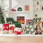 Douceur Christmas Green Throw Blanket for Bed, Soft Cozy Lightweight Stripe Pattern Knitted Throw Blanket for Sofa, Living Room Gift, 60"X80"
