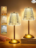 One Fire Nightstand Lamps Set of 2, Dimmable Crystal Table Lamp 3 Colors Gold Lamp,Touch Lamp Bedroom Lamps, Rechargeable Small Lamp, Bedside Lamps Set of 2 for Bedroom Living Room Bathroom Hotel Bar