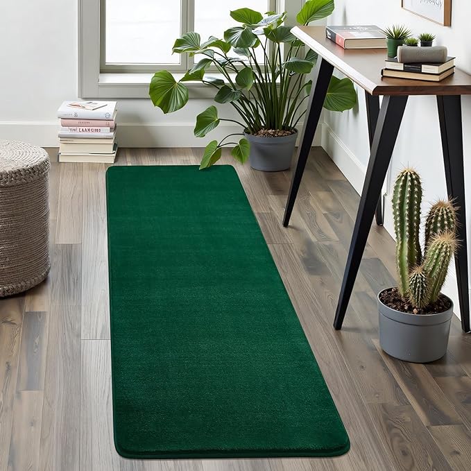 Softlife 2x6 Green Runner Rug for Bedroom Living Room, Washable Soft Fluffy Hallway Runner Area Rugs, Non-Slip Indoor Carpet for Kitchen Laundary Room Decor Entryway Bathroom