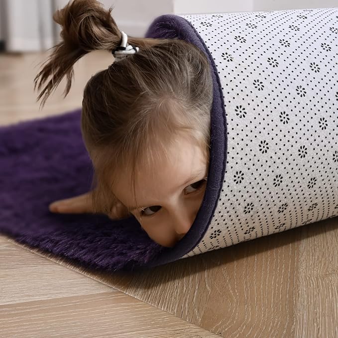 Softlife Dark Purple 8x10 Area Rug for Living Room, Fluffy Shag Plush Rugs for Bedroom Girls, Shaggy Soft Fuzzy Kids Large Carpet for Dorm Bedside Ultra Cozy Non-Slip Indoor Decor