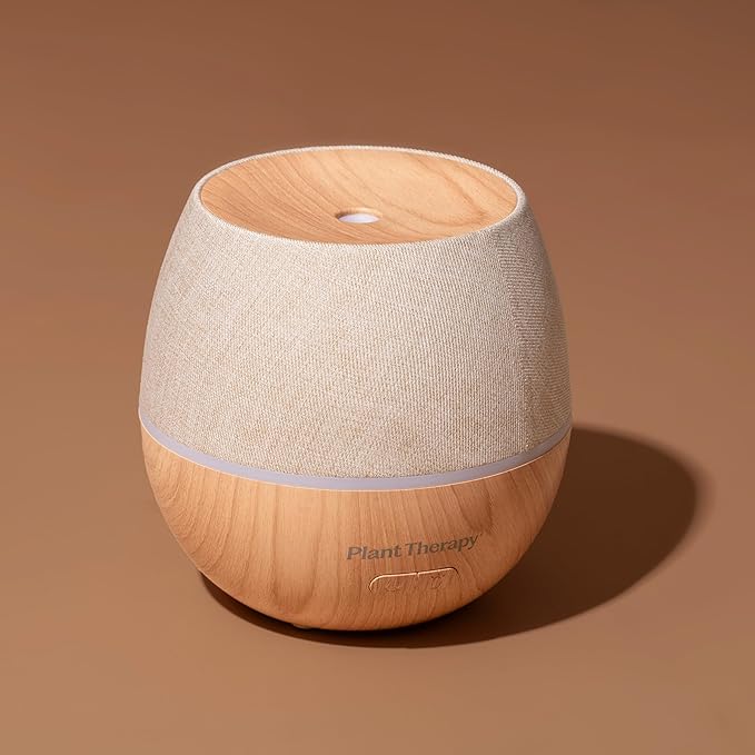 Plant Therapy Drift Linen Essential Oil Diffuser, Stylish Linen Cover Adds a Soft, Natural Touch to Any Space, Intermittent & Continuous Mist, Color-Changing Light Feature, 320 Square Feet Coverage
