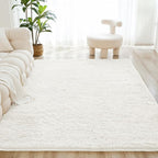 Litanika 9x12 Shag Area Rug for Living Room Bedroom, White High Pile Ultra Soft Plush Shaggy Furry Bedside Playroom Dorm Carpet, Non-Slip, Non-Shedding Modern Indoor Floor Rug