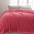 NEWCOSPLAY Super Soft Queen Blanket Coral Pink Love Premium Silky Flannel Fleece 3D Heart Checkered Lightweight Bed Blanket All Season Use (Coral Pink Love, Queen(90"x90"))